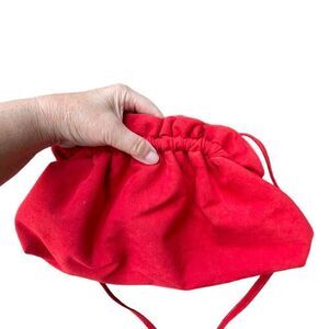 Vintage red crossbody Riva Ultra suede . Faux croc interior .